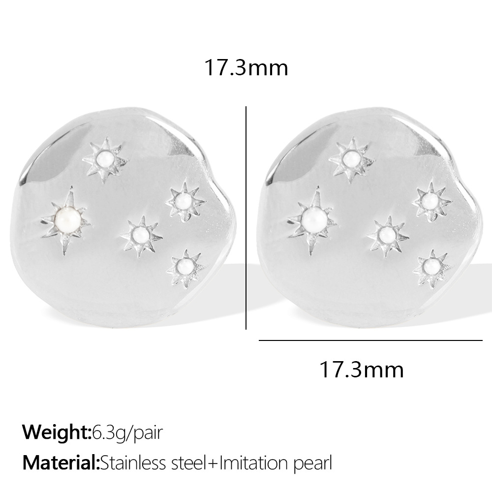 Eh728 white beads silver stud earrings