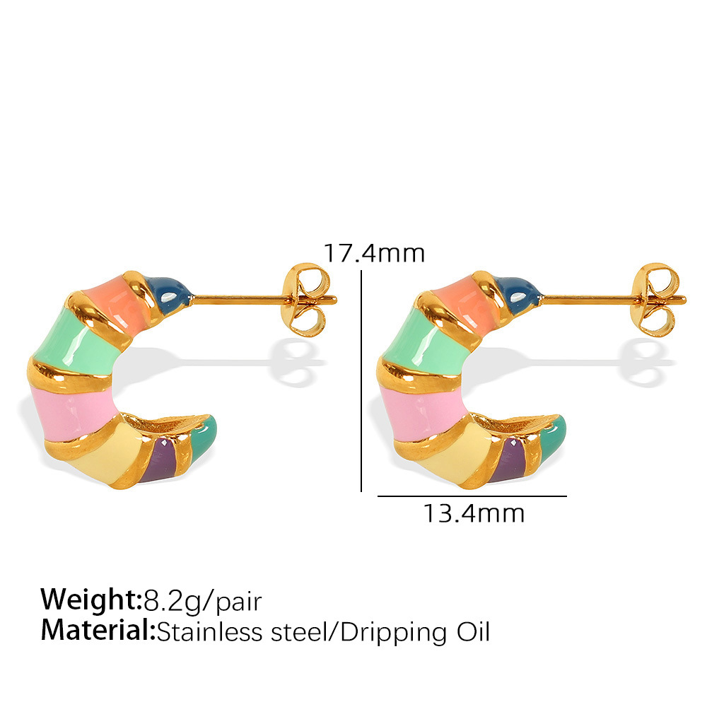 EH110 color oil drop gold earrings