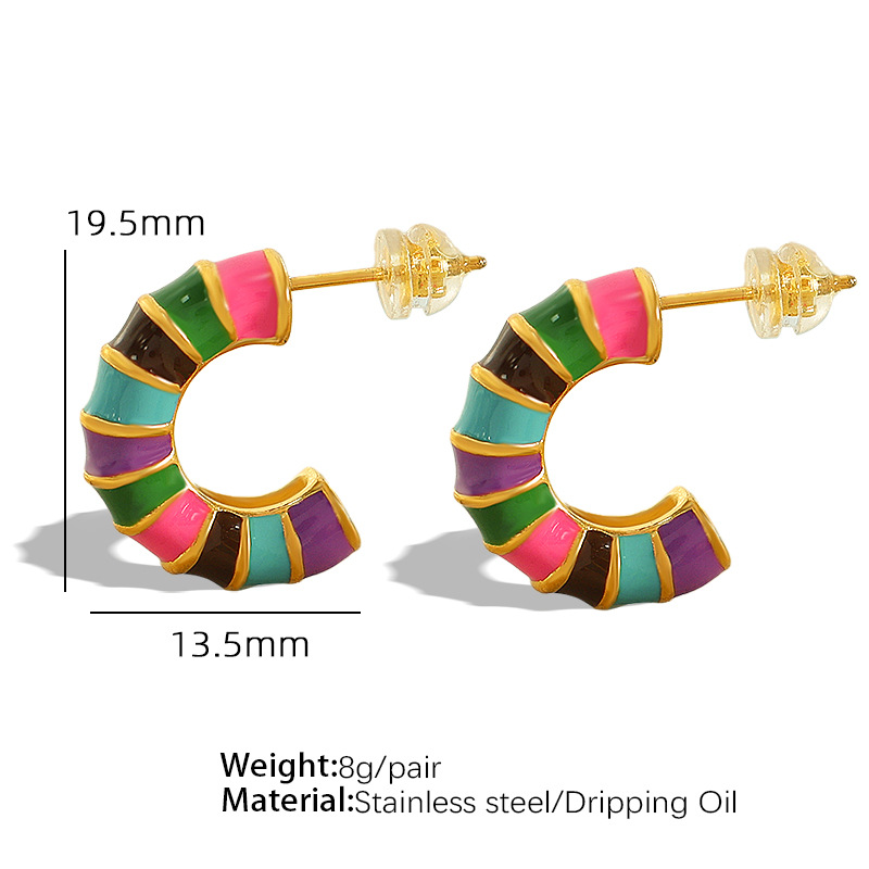 EH143 color drop oil earrings