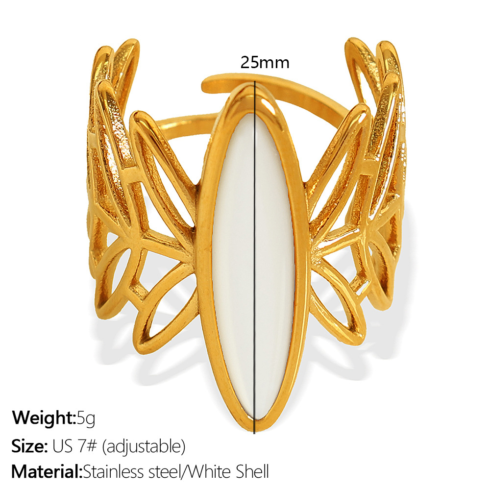 JZ56 Meishi 7#Adjustable white shell gold ring