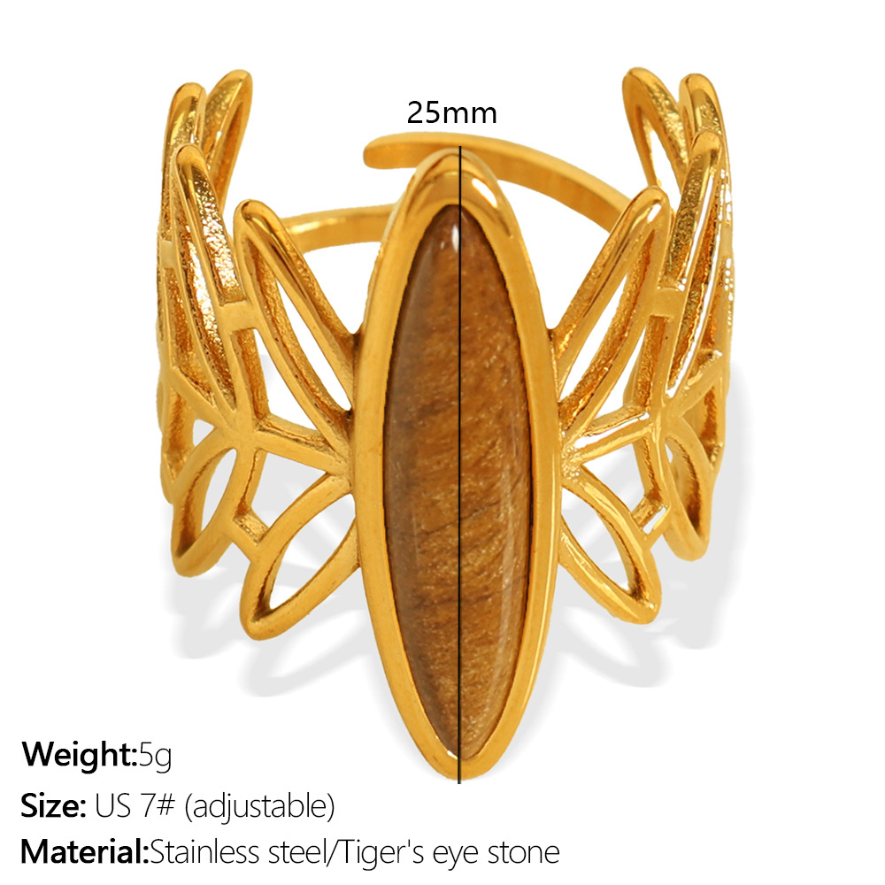 JZ56 Meishi 7#Adjustable Tiger Eye Gold Ring