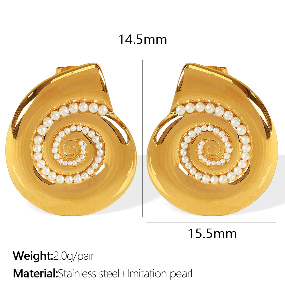 Eh724 white bead gold earrings