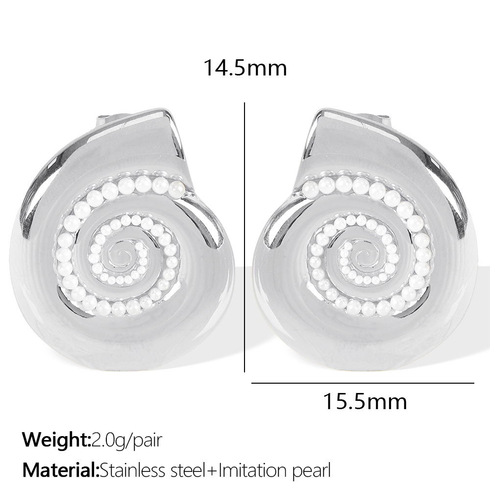 Eh724 white bead silver earrings