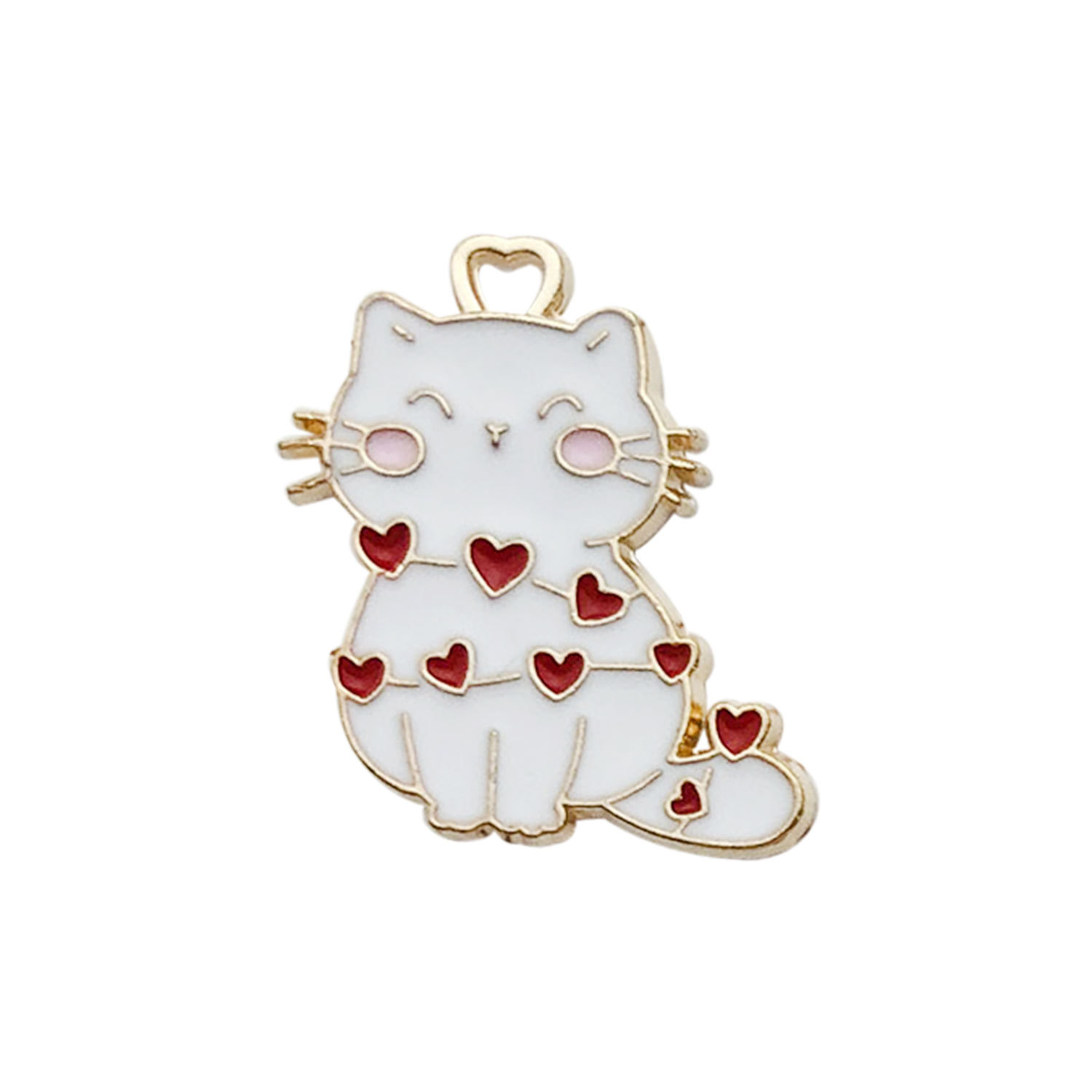 1 white love-shaped cat 19x20mm-1.3g-18090