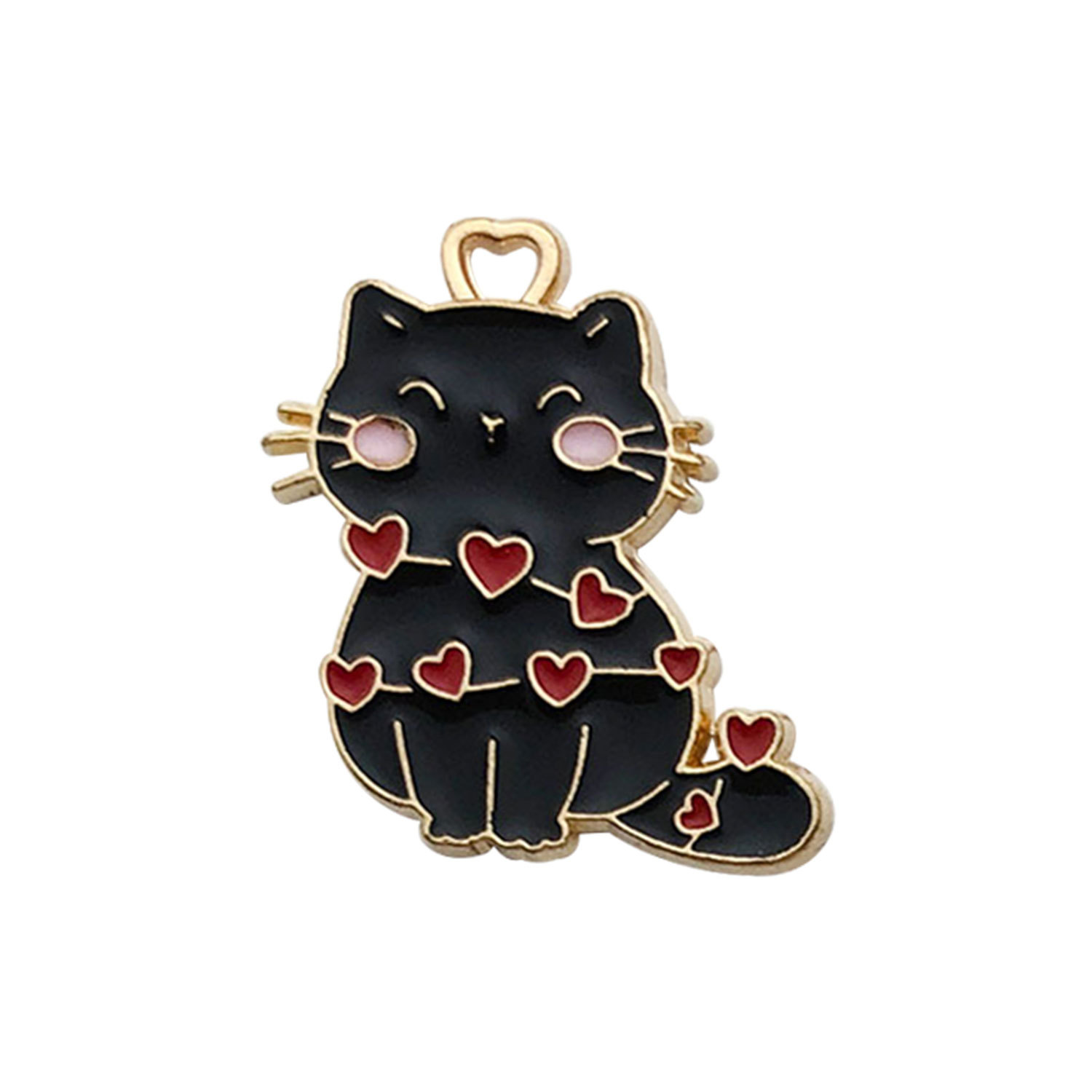 1 black love-shaped cat 19x20mm-1.3g-18091