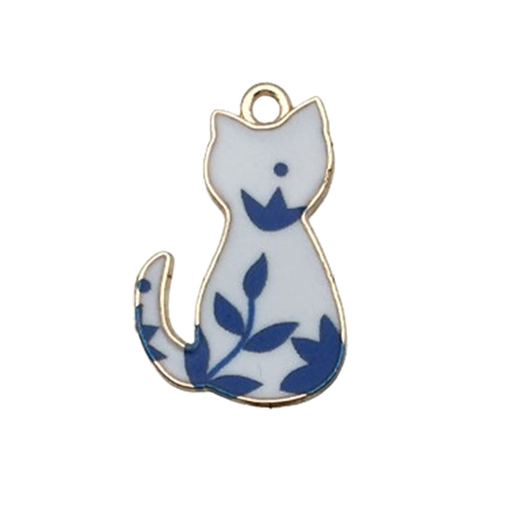 1 cat blue plant pattern 25x16mm-1.1g-18950