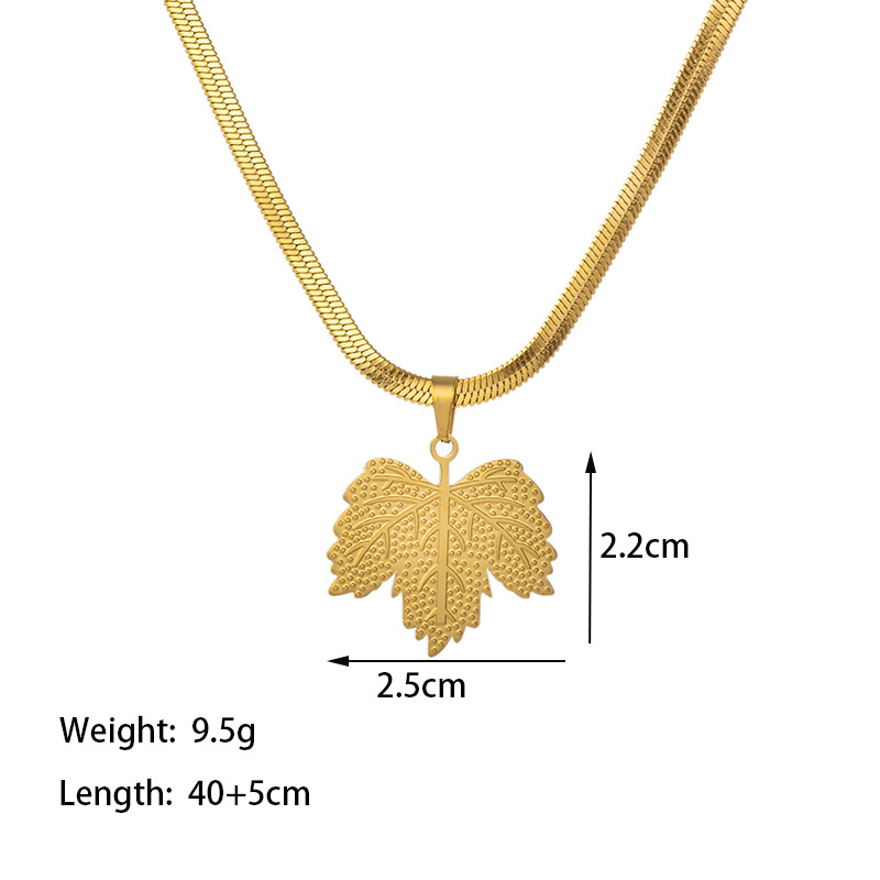 【TSH1121】maple leaf necklace gold