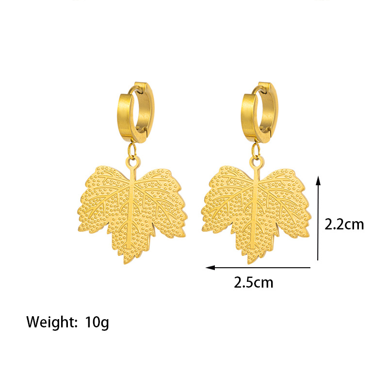 【TSG3062】maple leaf earrings gold