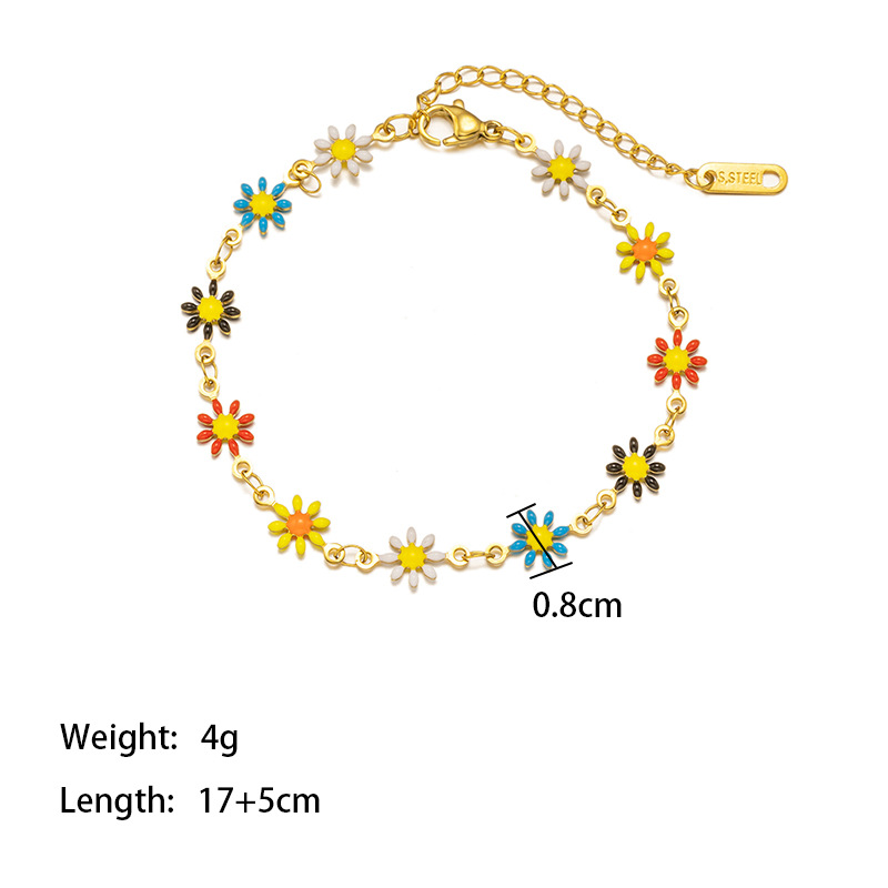 【TSE140】rainbow daisy bracelet gold