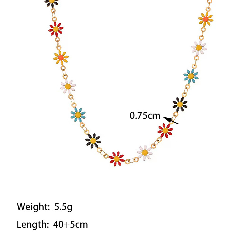 【TSH6191】rainbow daisy necklace gold