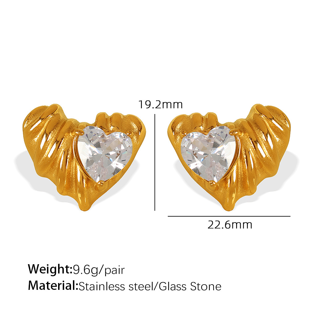 Eh771 white stone gold stud earrings