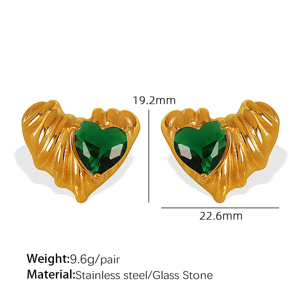 Eh771 green stone gold stud earrings