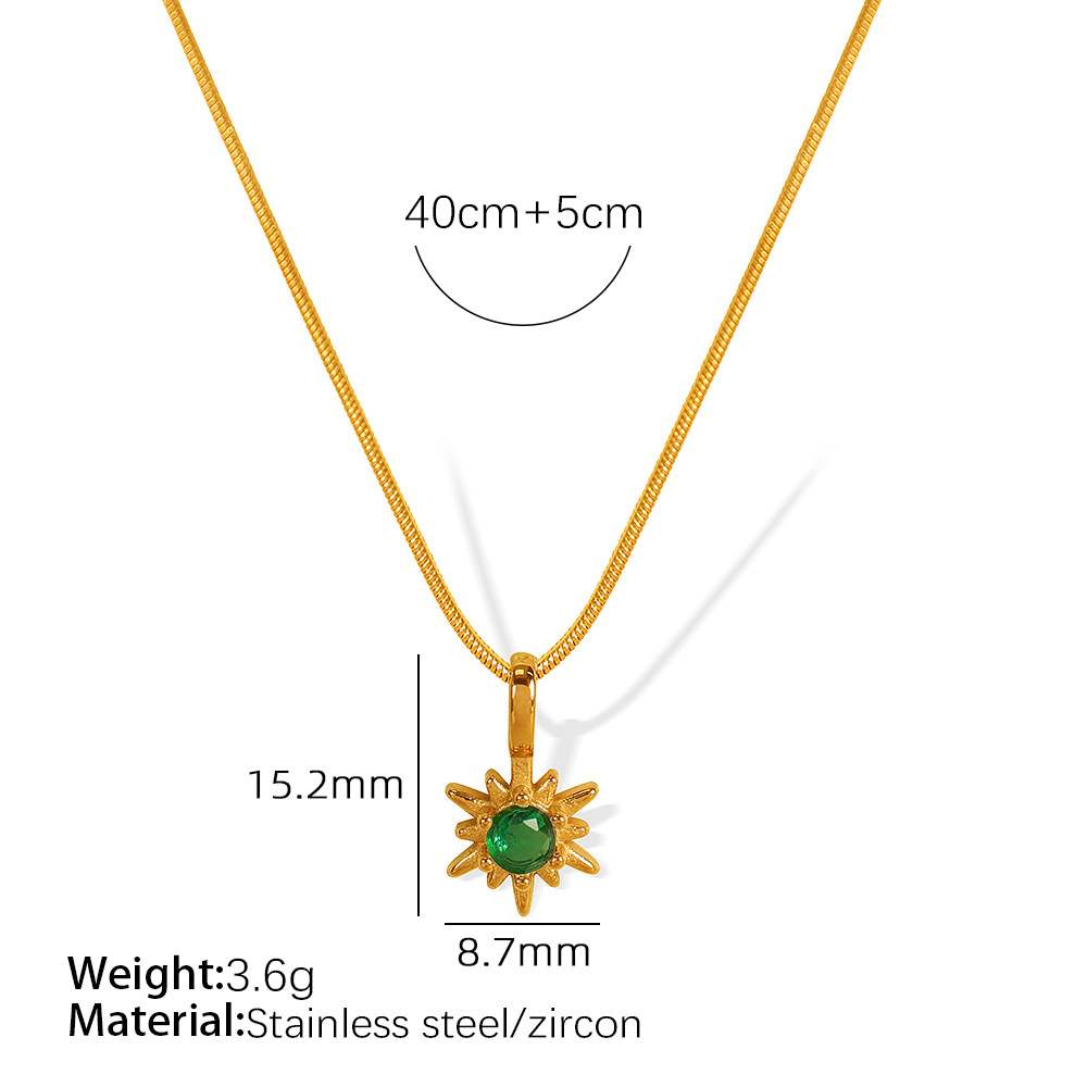 Xl268 green zirconium gold necklace