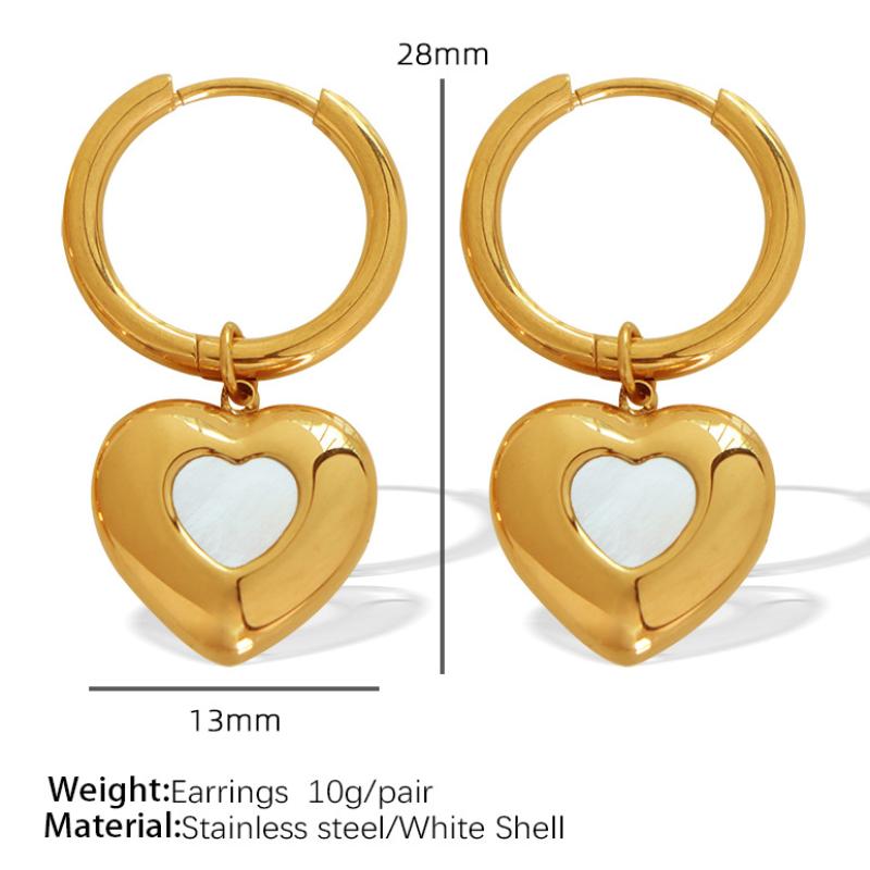 EH180 gold white shell earrings