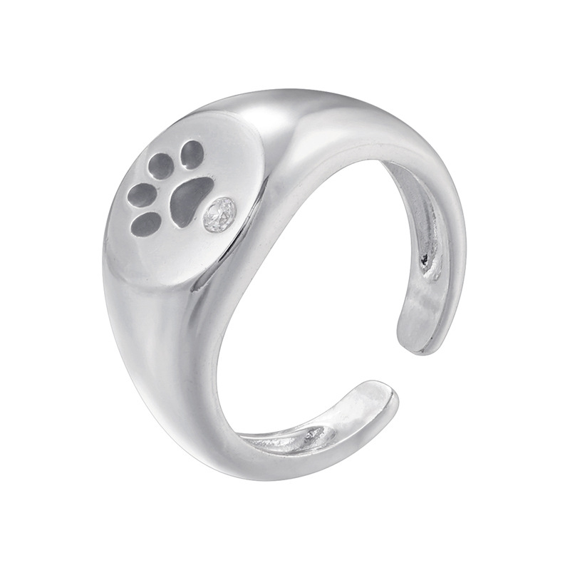 Vj731 white gold white diamond bear paw ring