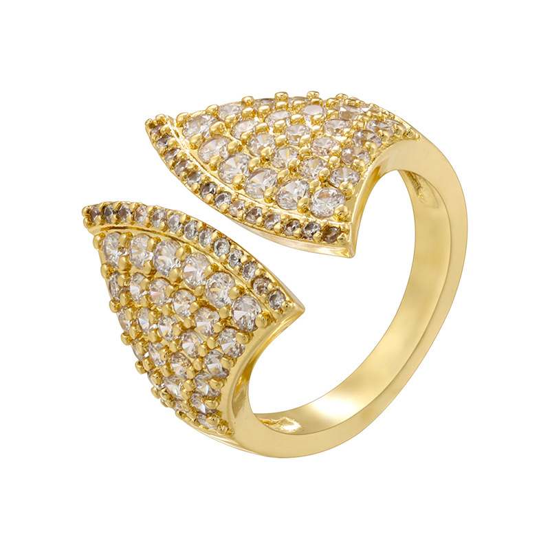 Vj732 gold white diamond fan-shaped ring