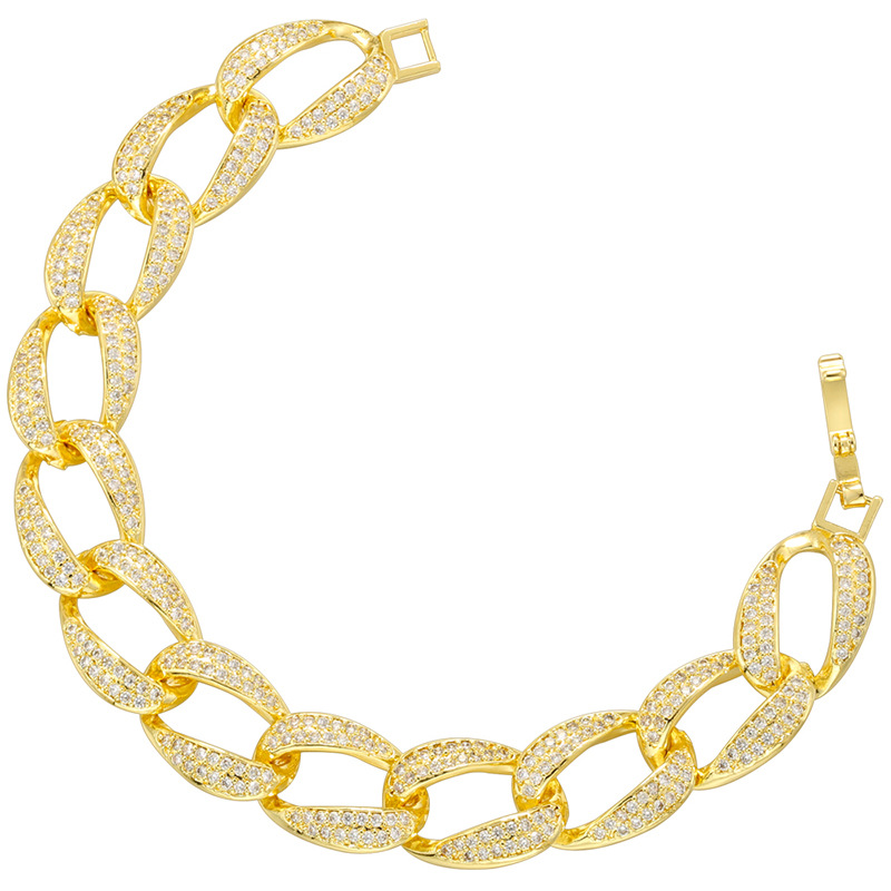 Golden white diamond cuban bracelet