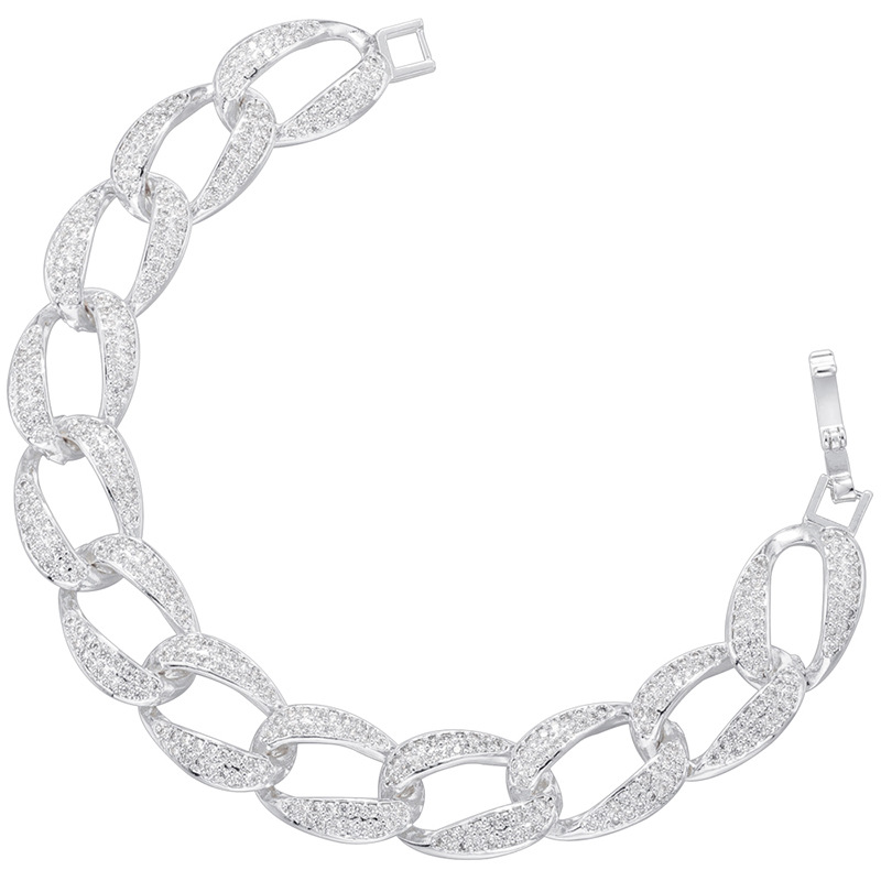 White gold white diamond cuban bracelet