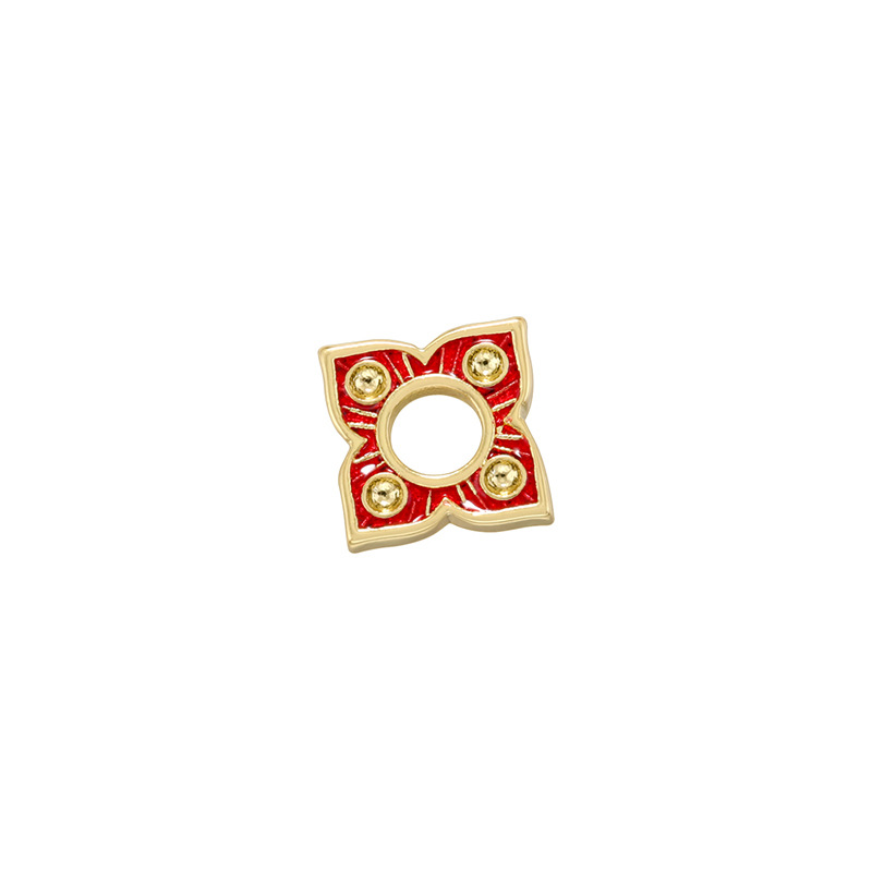 Vz467 red four-leaf clover beads