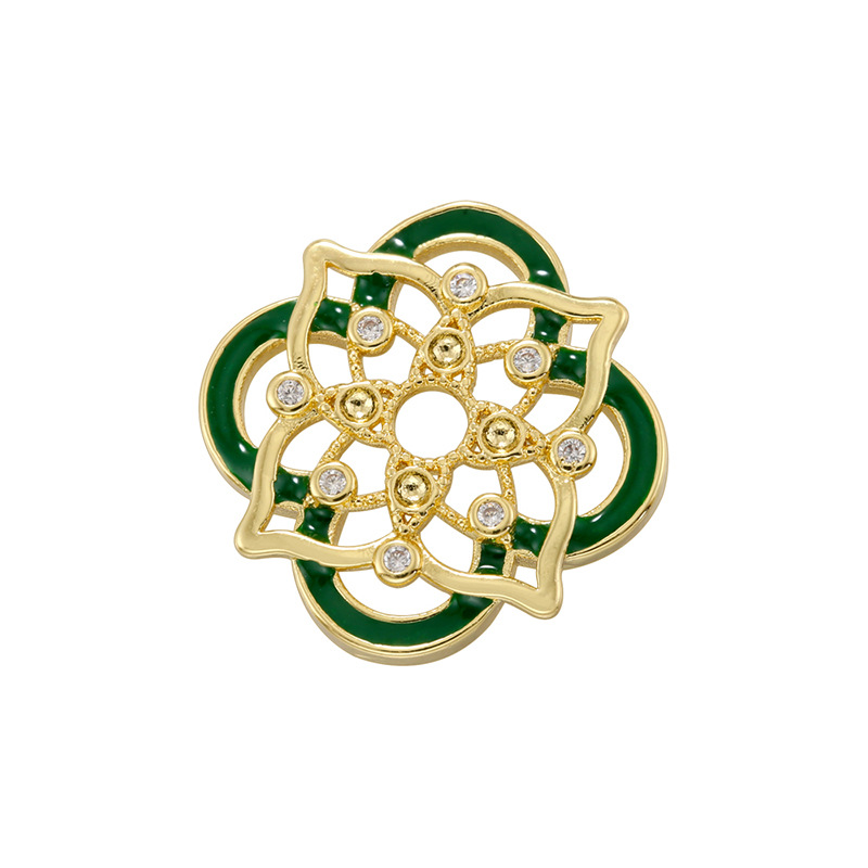 Vz470 green four-leaf clover petal beads