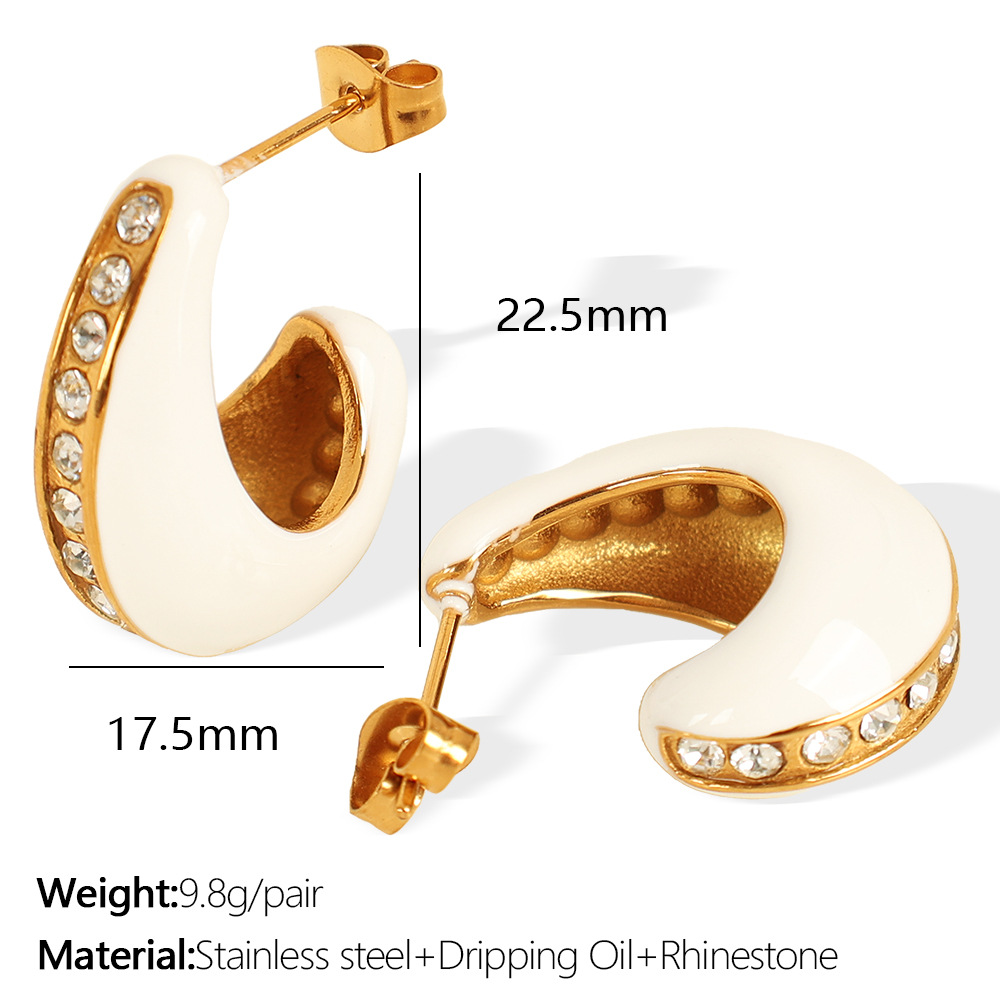 Eh734 white oil drop gold earrings