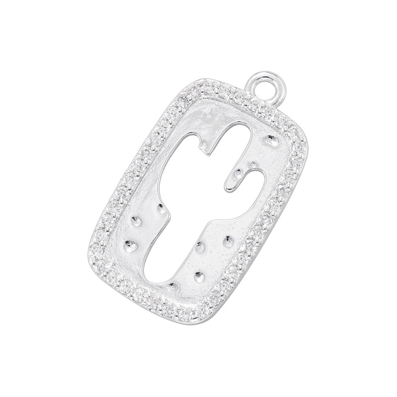 Vd1758 white gold hollow cactus pendant