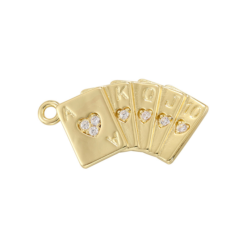 Vd1762 golden playing card pendant