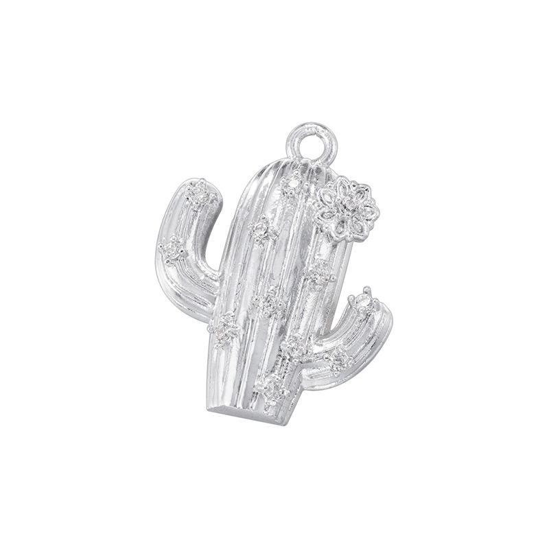 Vd1763 white gold white diamond cactus pendant