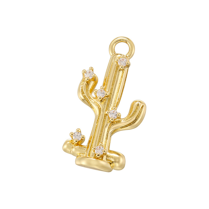 Vd1764 gold thin cactus pendant