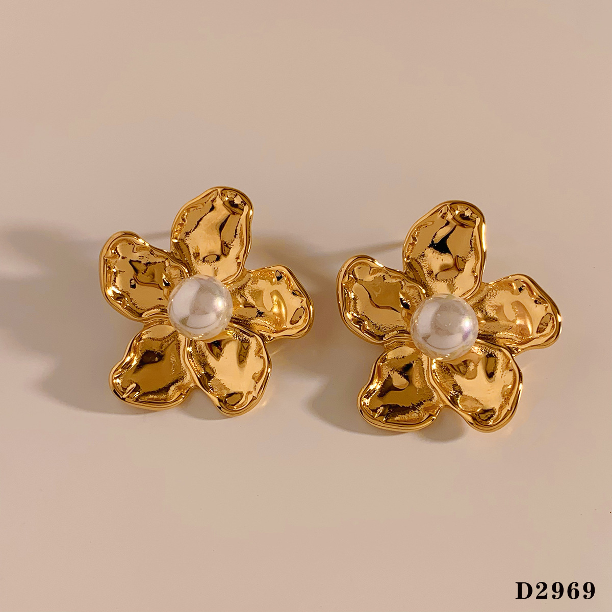 Flower gold earrings d2969