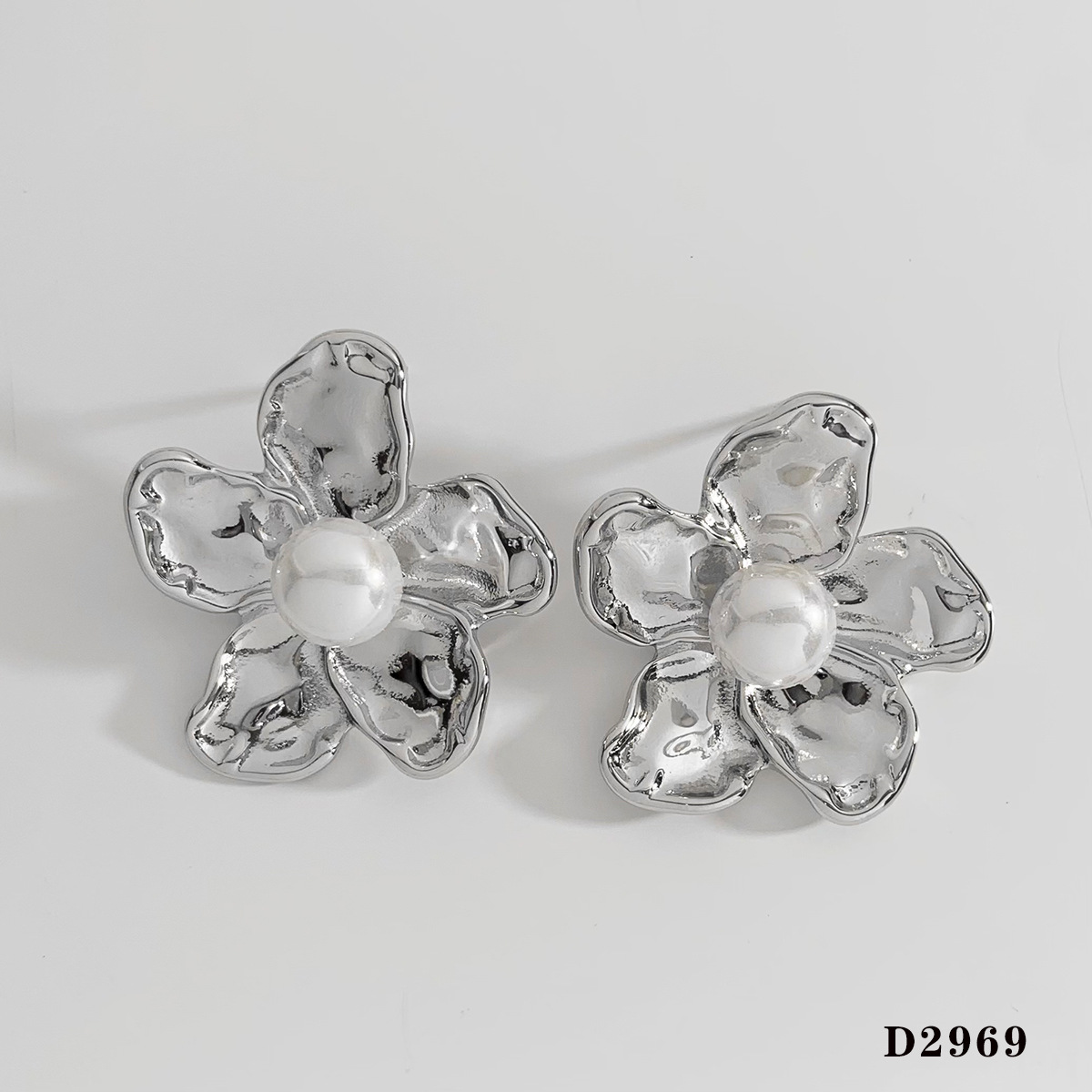 Flower silver earrings d2969