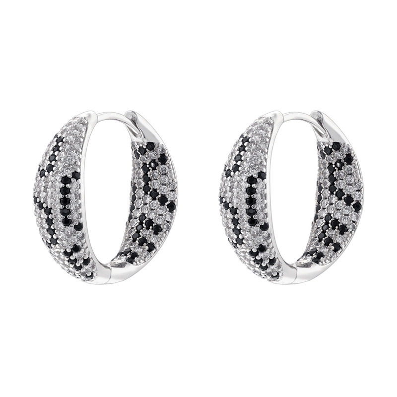 Ve1601 white gold leopard print earrings 1 pair