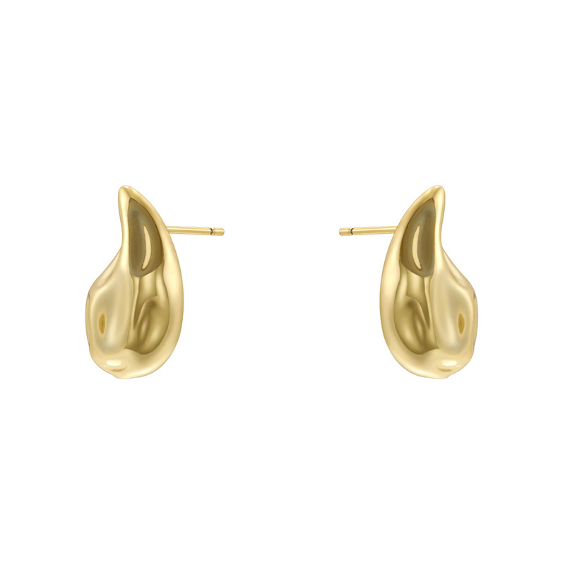 Ve1603 gold water drop hammer pattern earrings 1 pair