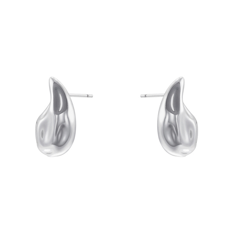 Ve1603 white gold water drop hammer pattern earrings 1 pair