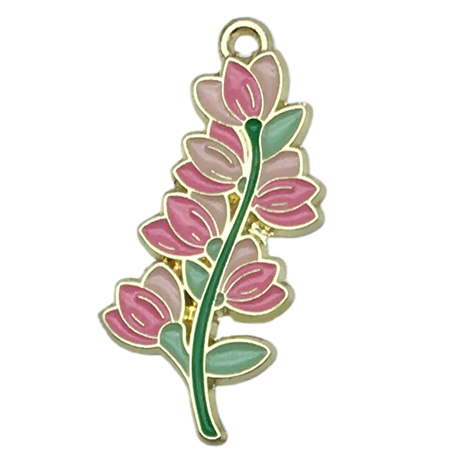 1 pink oil dripping flower lily 32x14mm-1.9g-19170