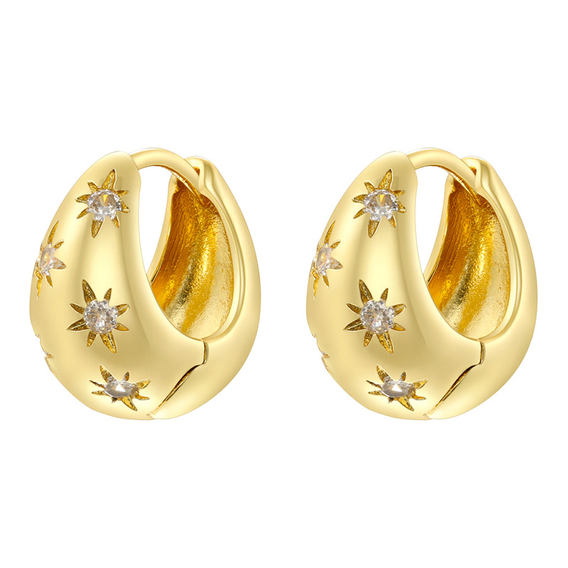 Ve1585 gold white diamond drop-shaped earrings