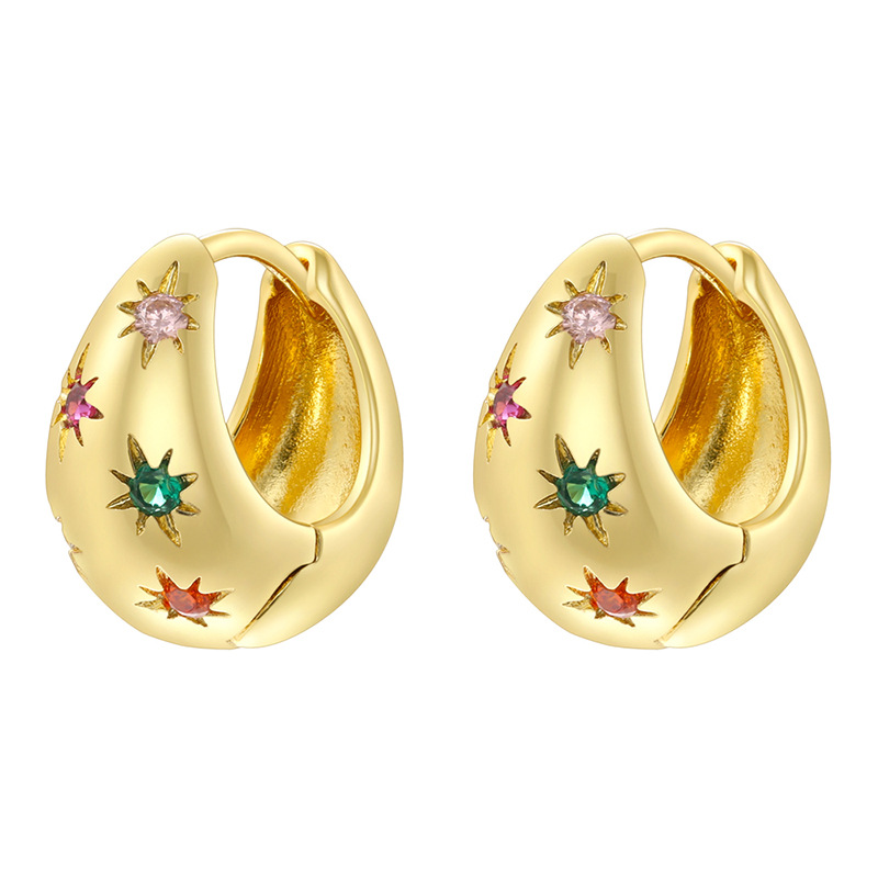 Ve1585 gold colored diamond drop shaped earrings