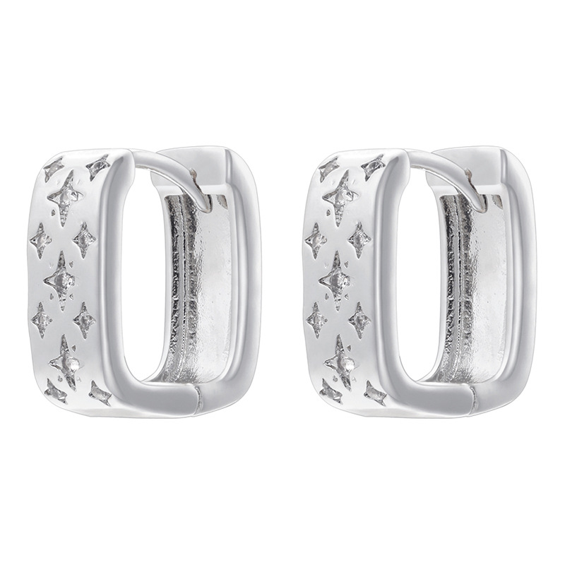 Ve1586 white gold white diamond square earrings