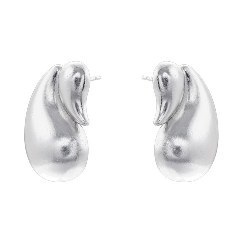 Ve1607 white gold frosted double water drop earrings 1 pair