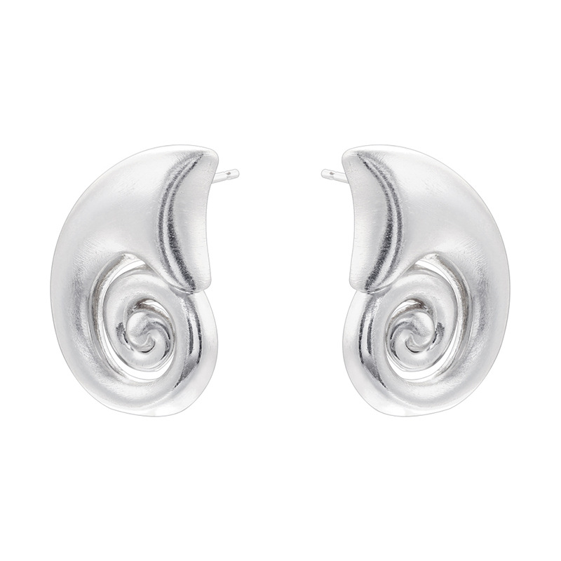 Ve1608 white gold frosted conch earrings 1 pair