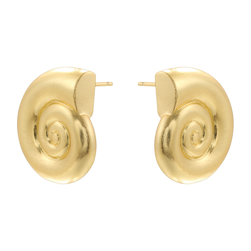 Ve1609 gold frosted conch earrings 1 pair