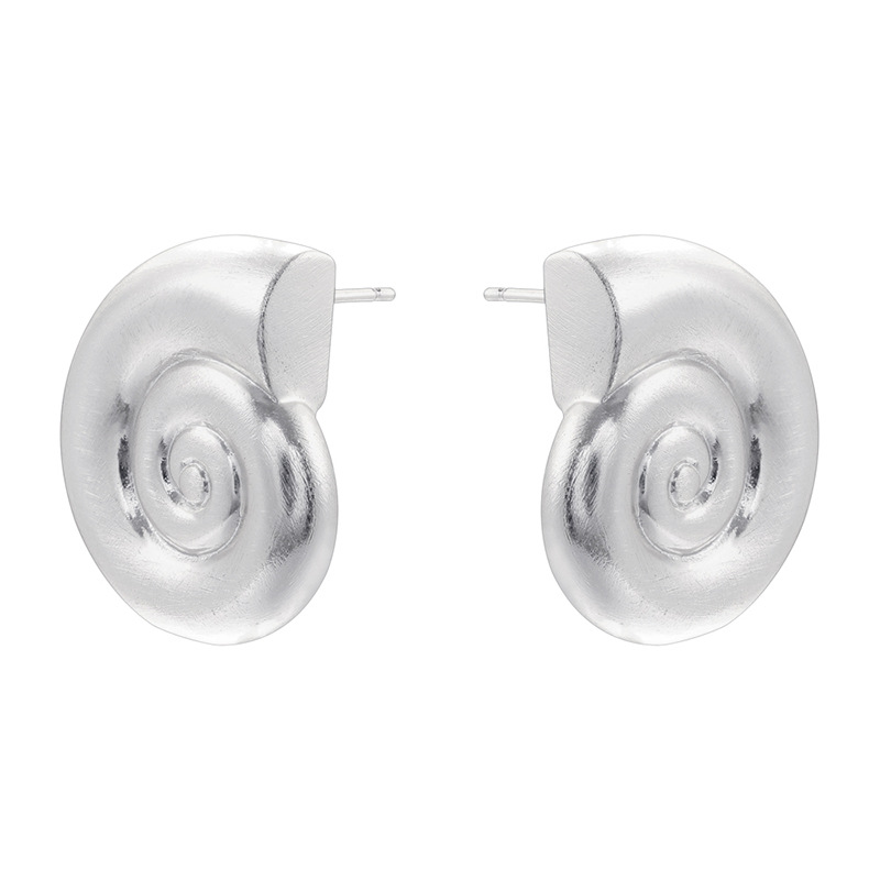 Ve1609 white gold frosted conch earrings 1 pair