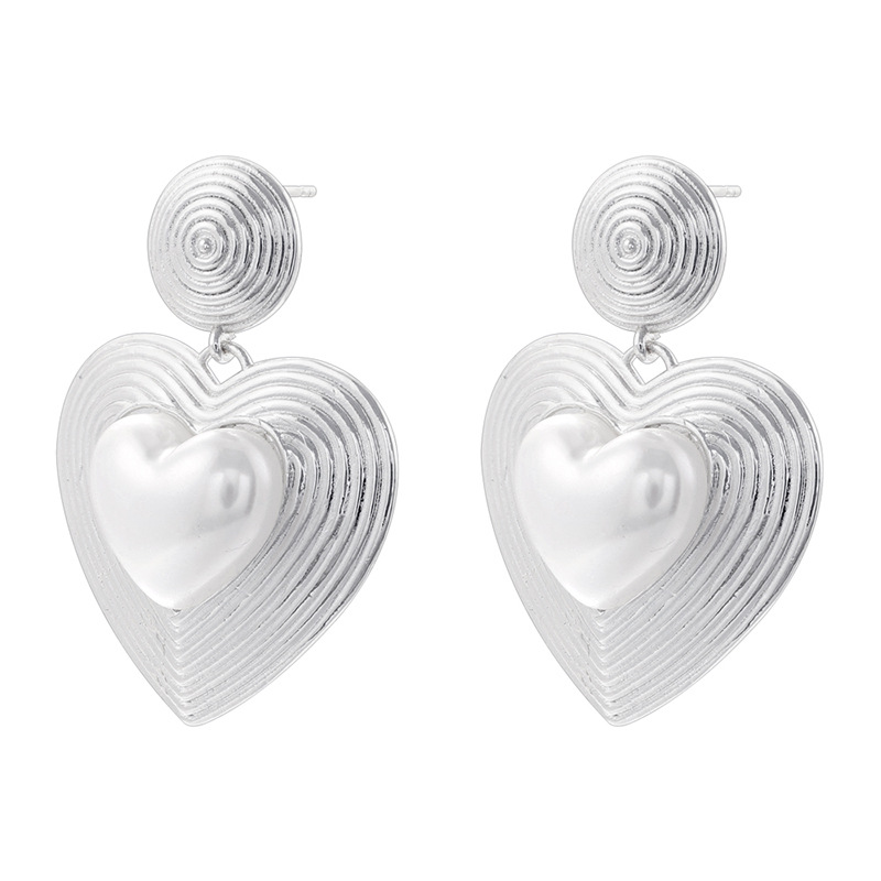 Ve1610 white gold pearl love earrings 1 pair