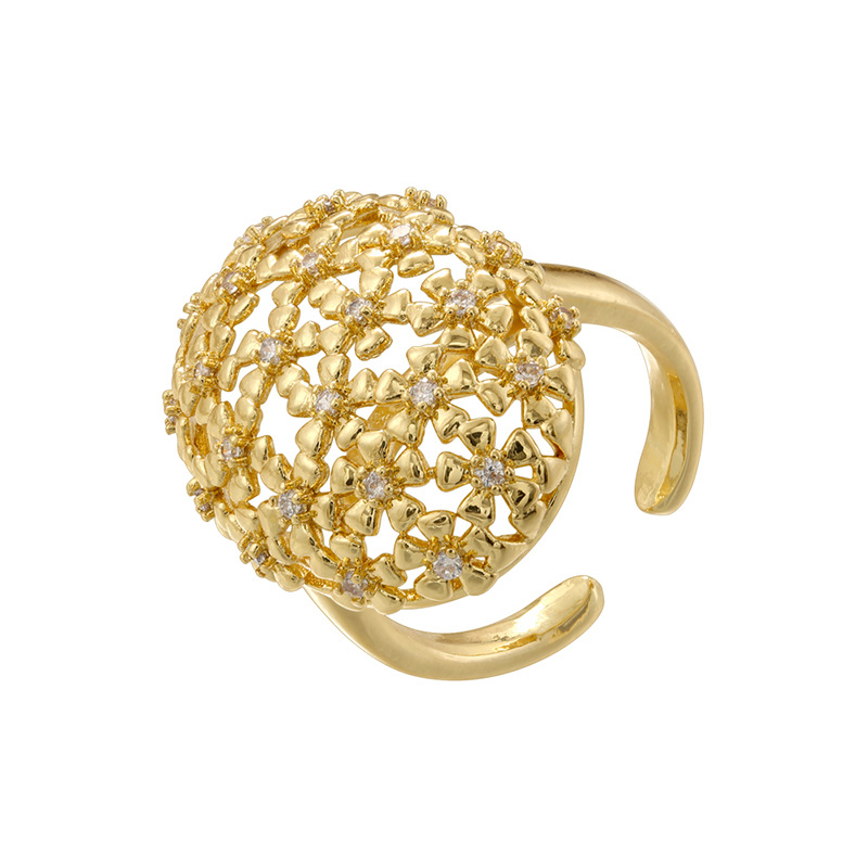 Vj736 gold white diamond gypsophila ring