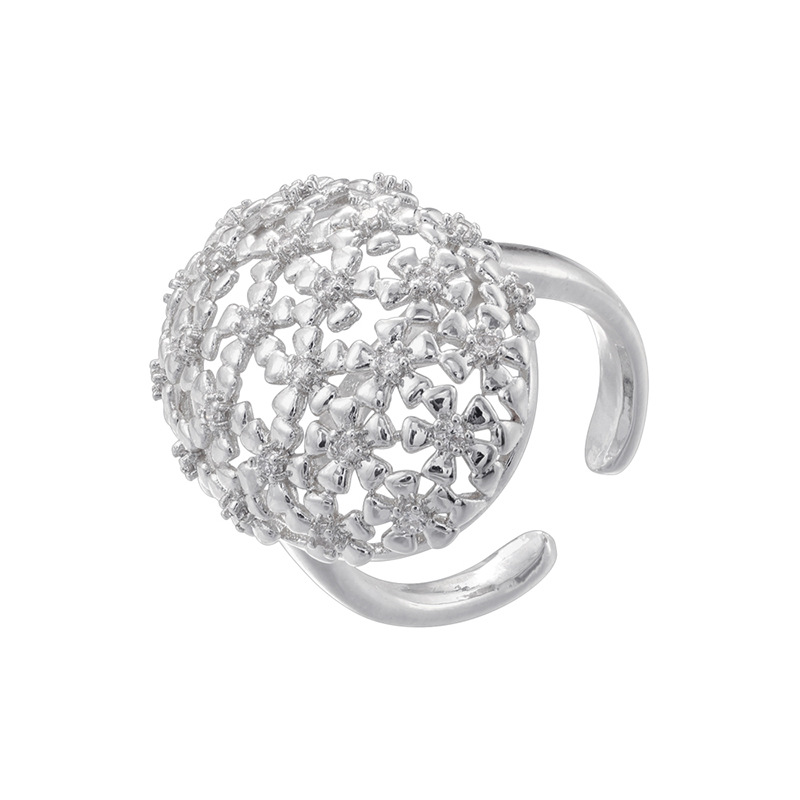 Vj736 white gold white diamond gypsophila ring