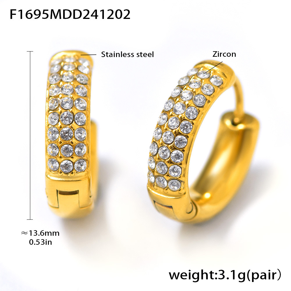 F1695-gold white zircon earrings-medium