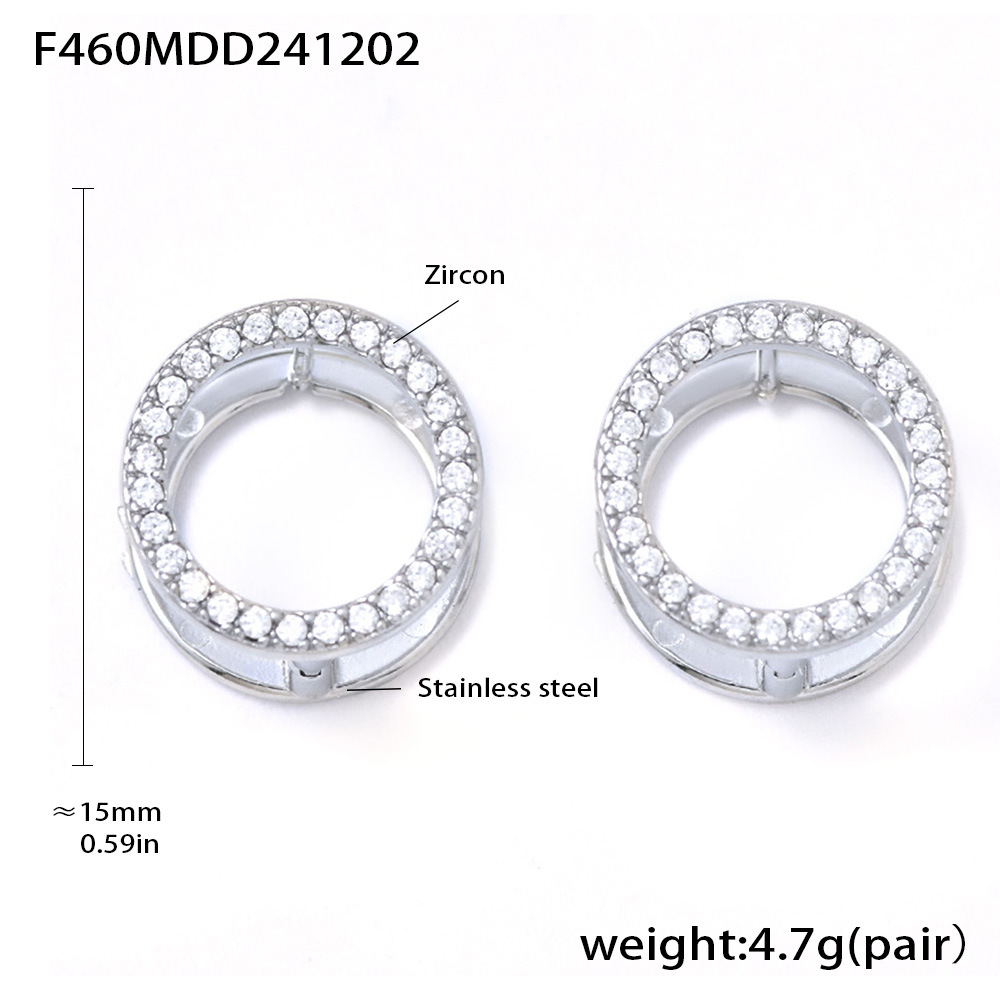 F460-steel color zircon earrings