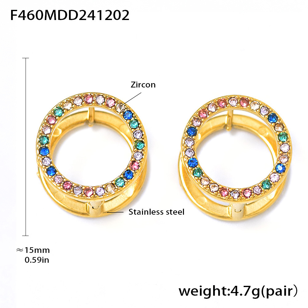 F460-gold mixed color zircon earrings