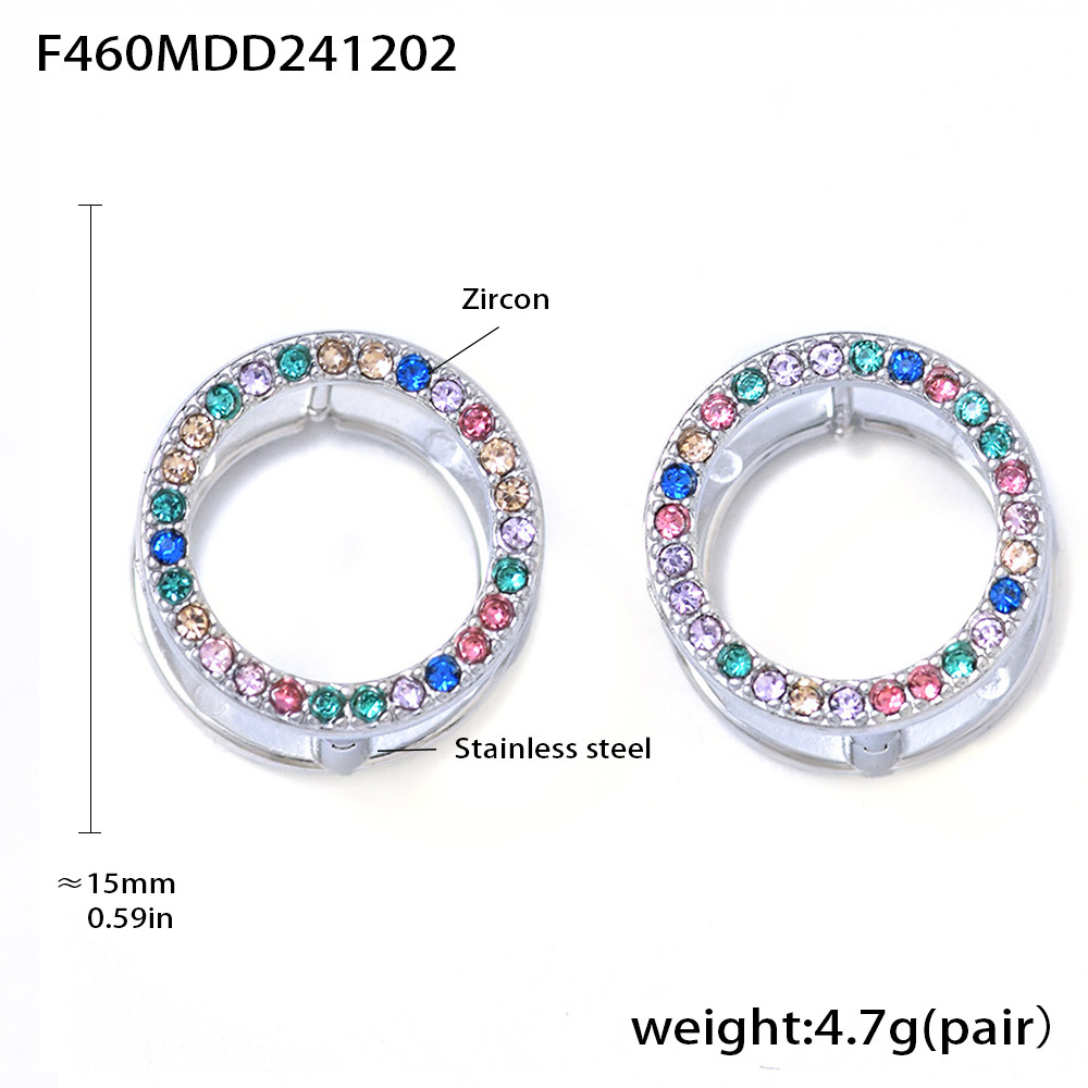 F460-steel color mixed color zircon earrings