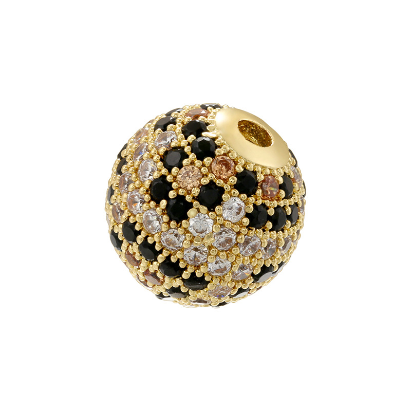 Gold leopard print 12mm round beads